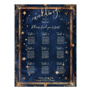 Poster Carte de siège Mariage Starry Night Romance