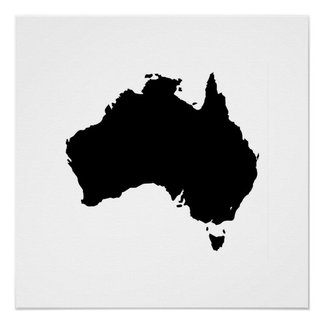 Poster Carte de silhouette noire Australie (Devant)