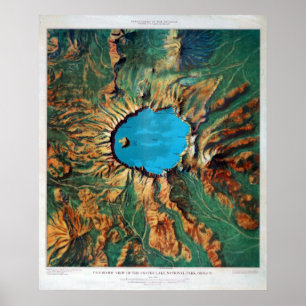 Poster Carte de soulagement vintage de parc national de