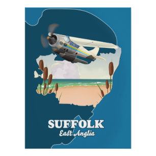 Poster Carte de Suffolk East Anglia