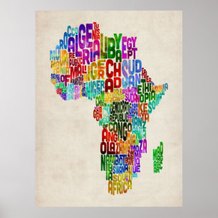 Poster Carte de typographie de l'Afrique