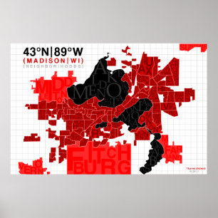 Poster Carte de typographie de voisinage de Madison -