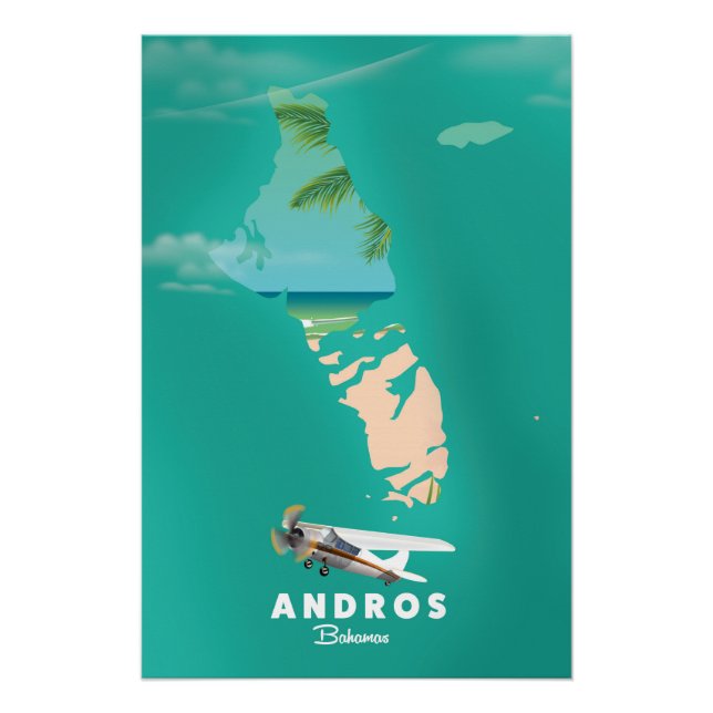Poster Carte de vacances d'Andros Bahamas. (Devant)