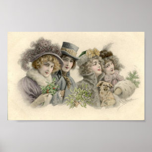 Poster Carte de vacances vintage pour les filles et les c