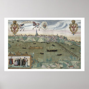Poster Carte de Varsovie, de "Civitates Orbis Terrarum"