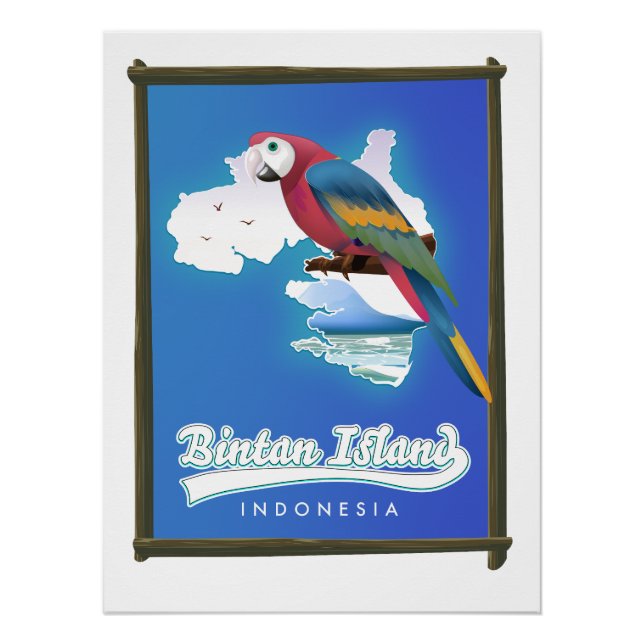 Poster carte de voyage de l'île de Bintan Indonésie (Devant)