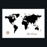 Poster carte de voyage en noir et blanc<br><div class="desc">La carte du monde. Vous pouvez utiliser l'outil .personnaliser it..edit. pour ajouter de la couleur à l'arrière - plan</div>