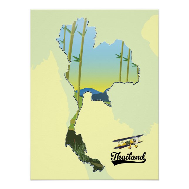 Poster carte de voyage en Thaïlande (Devant)