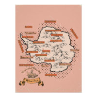 Carte de voyage illustrée de l'Antarctique