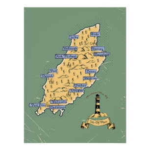 Poster Carte de voyage illustrée de l'île de Man