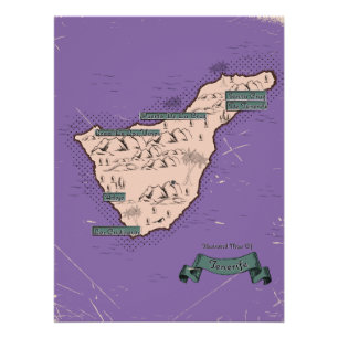 Poster Carte de voyage illustrée de Tenerife
