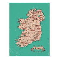 Carte de voyage illustrée d'Irlande