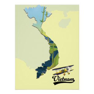 Poster Carte de voyage Vietnam
