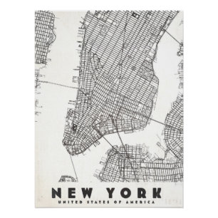 Poster Carte de voyage vintage de New York City