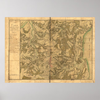 Poster Carte de Williamsburg pour Comte de Rochambeau