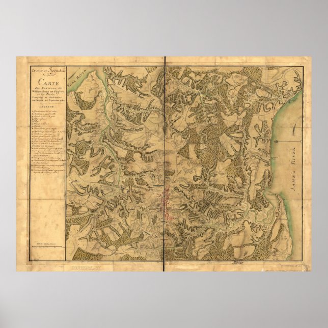 Poster Carte de Williamsburg pour Comte de Rochambeau (Devant)