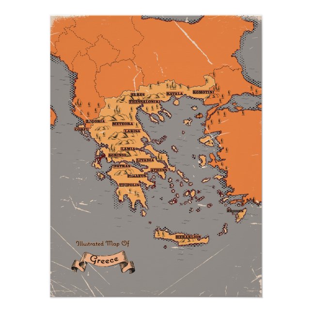 Poster Carte des anciens comtés de Grèce (Devant)