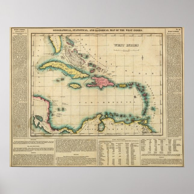 Poster Carte Des Antilles (Devant)