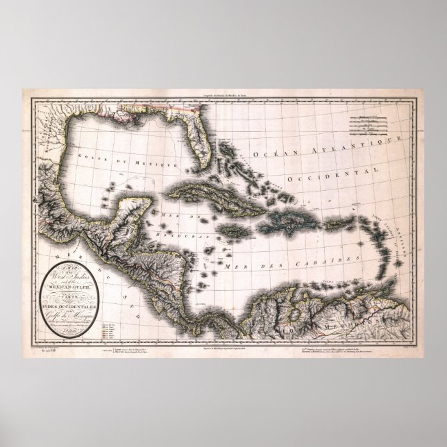 Poster Carte des Antilles et du Golfe de 1806 (Devant)