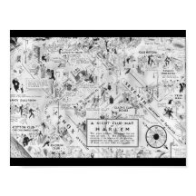 carte des boîtes de nuit de harlem noir et blanc