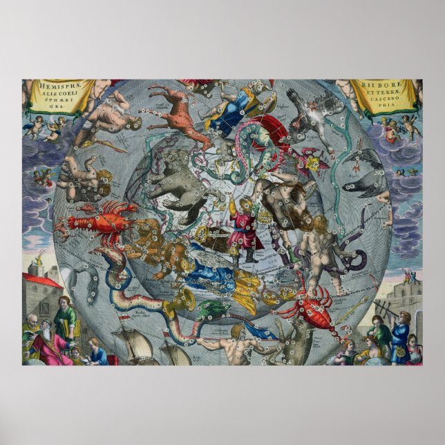 Poster Carte des constellations du Nord (Devant)