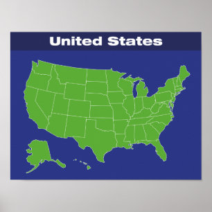 Poster Carte des couleurs des États-Unis