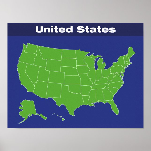 Poster Carte des couleurs des États-Unis (Devant)