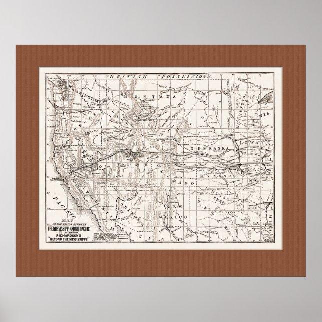 Poster Carte des États de l'Ouest et du Pacifique Trans R (Devant)