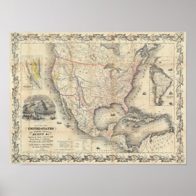 Poster Carte Des États-Unis (Devant)