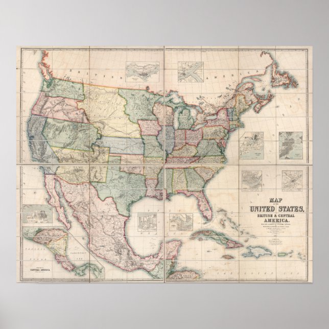 Poster Carte des États-Unis 3 (Devant)