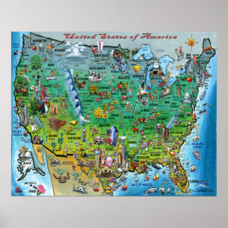 Poster Carte des États-Unis d'Amérique