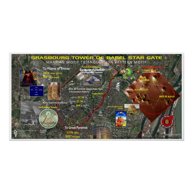 Poster Carte des étoiles du Parlement européen de Strasbo (Devant)