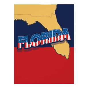 Poster carte des étoiles et des bandes de Floride