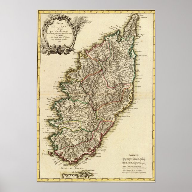 Poster Carte des frontières de la France (Devant)