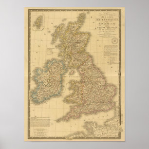 Poster Carte des îles britanniques
