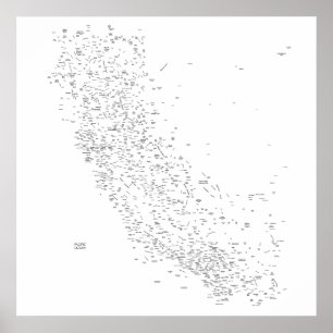 Poster Carte des lieux en Californie