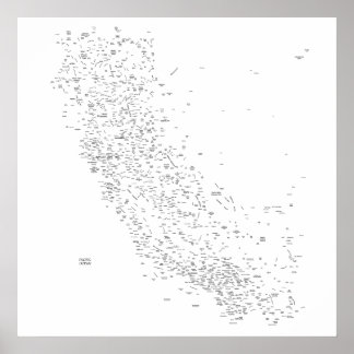 Poster Carte des lieux en Californie