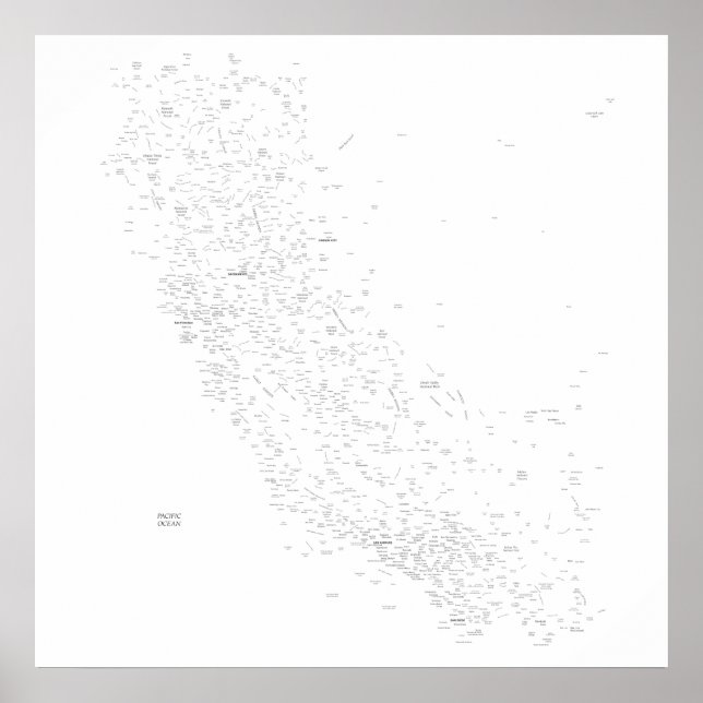 Poster Carte des lieux en Californie (Devant)