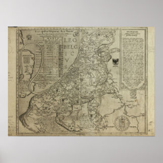 Poster Carte des Pays-Bas 1583 - Leo Belgicus
