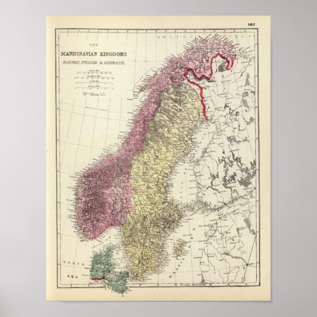 Poster Carte des royaumes scandinaves (Devant)