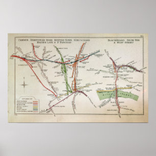 Poster Carte des transports de Londres, vers 1915