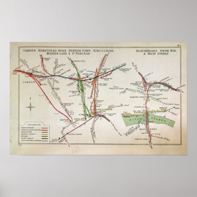 Poster Carte des transports de Londres, vers 1915 (Devant)
