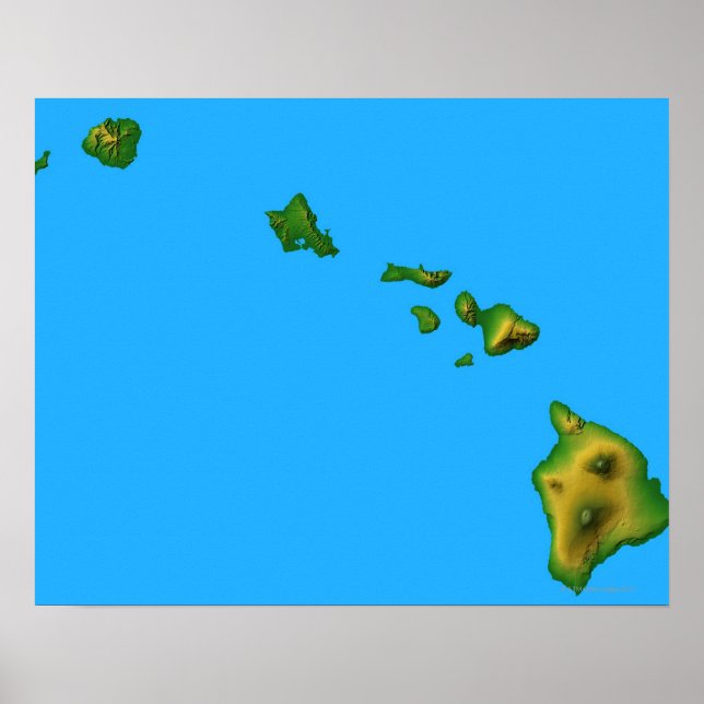 Poster Carte d'Hawaii (Devant)