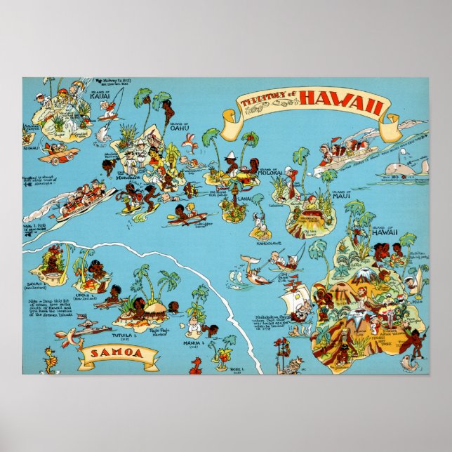 Poster Carte drôle Hawaii (Devant)