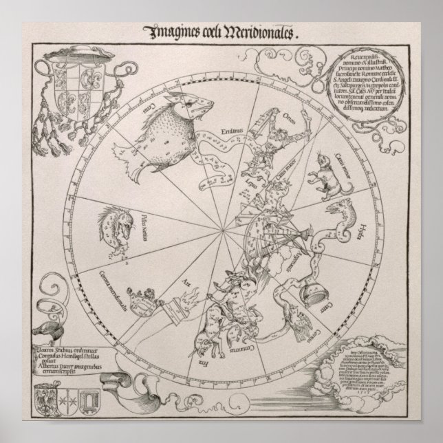 Poster Carte du ciel du sud (Devant)