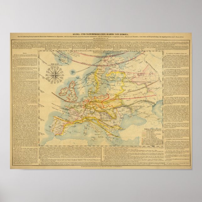 Poster Carte du climat de l'Europe (Devant)