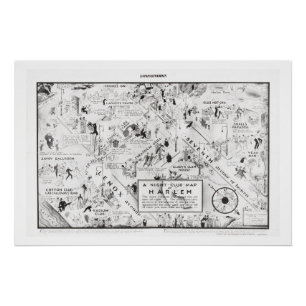 Poster Carte du club de nuit de Harlem, 1933