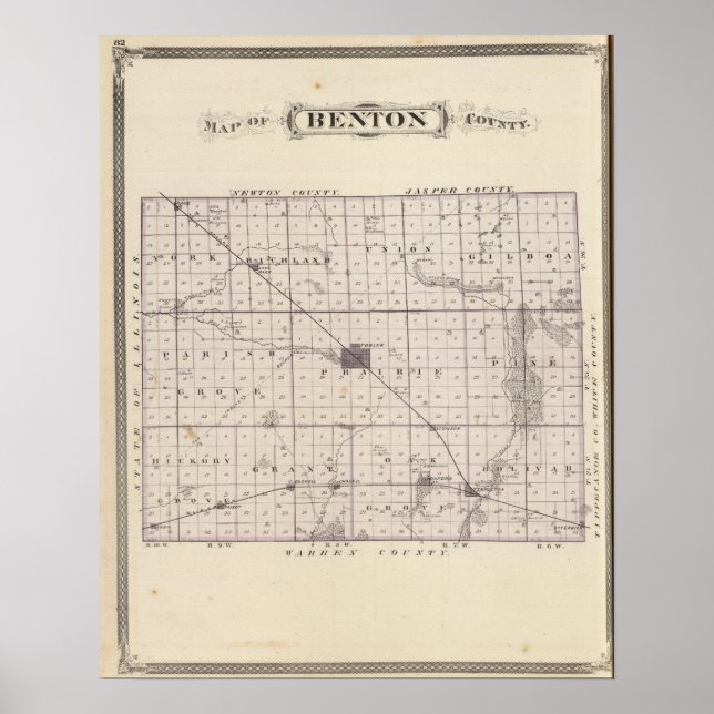 Poster Carte du comté de Benton (Devant)