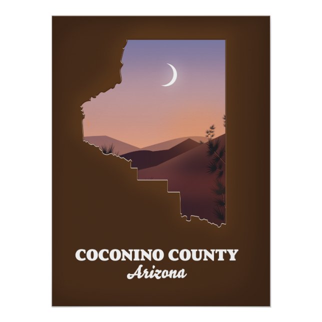 Poster Carte du comté de Coconino Arizona. (Devant)