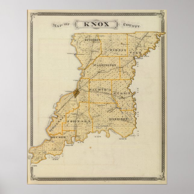 Poster Carte du comté de Knox (Devant)